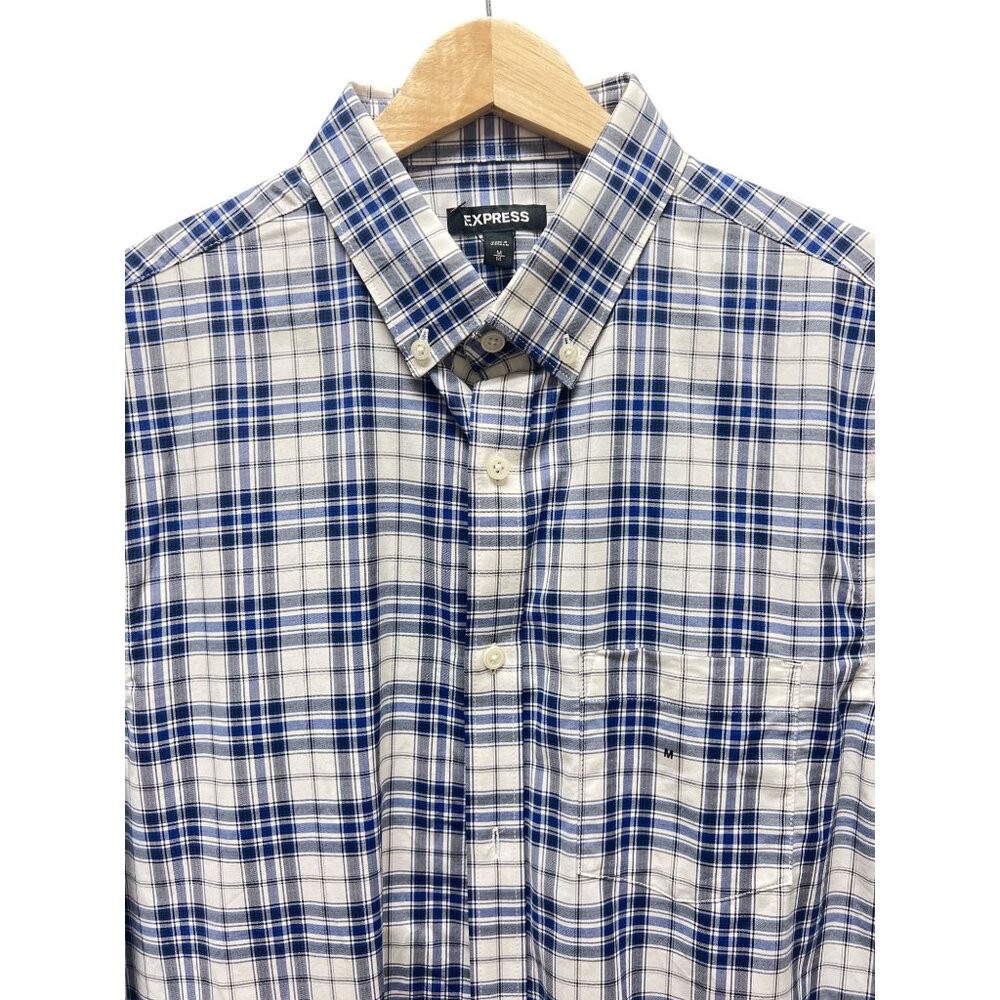 Express NWT Blue & White Plaid Button Down Shirt